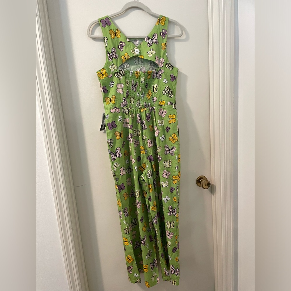 NWT ModCloth Light Of Day Green Butterfly Jumpsuit Size 6 Happy Clothes - Picture 3 of 9